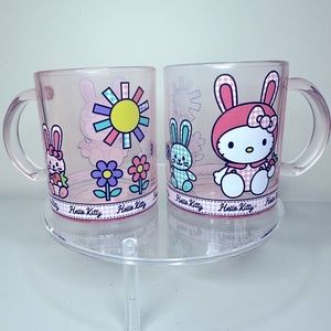 Hello Kitty Pink Glass Easter Mug Set of 2